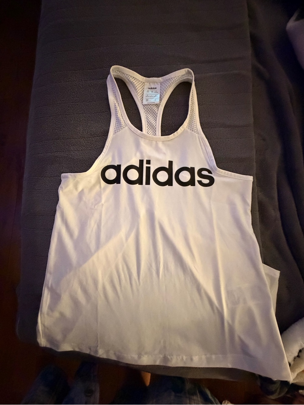 adidas White Mesh Racerback Tank